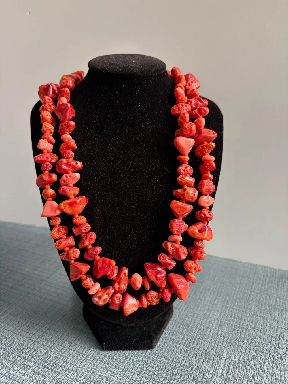 Vintage Western Germany Double Strand Simulated Coral Necklace